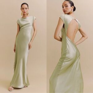 REFORMATION NWT Niamh Silk Dress in Dried Herbs 6